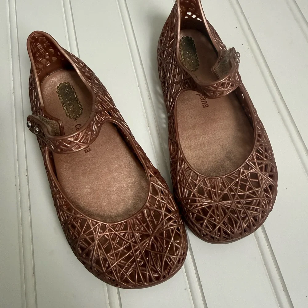Mini Melissa Rose Gold Mary Jane Jelly Shoes